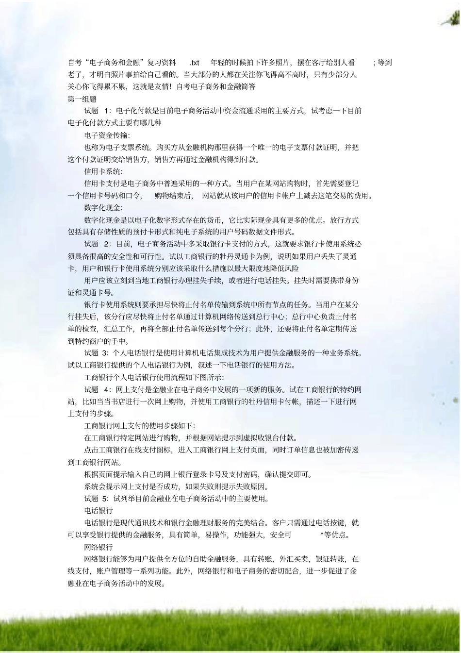 (完整版)自考“电子商务与金融”复习资料_第1页