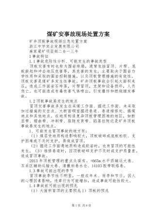 煤矿安事故现场处置实施方案
