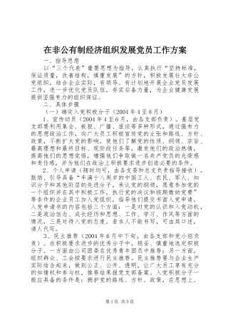 在非公有制经济组织发展党员工作实施方案