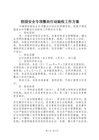 校园安全专项整治行动验收工作实施方案