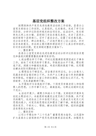 基层党组织整改实施方案