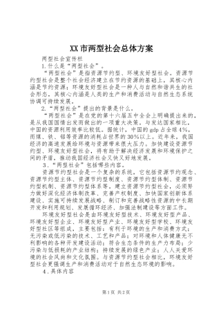 XX市两型社会总体实施方案