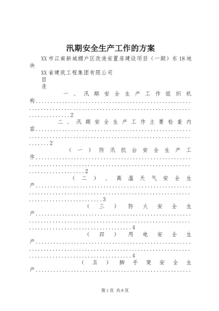 汛期安全生产工作的实施方案