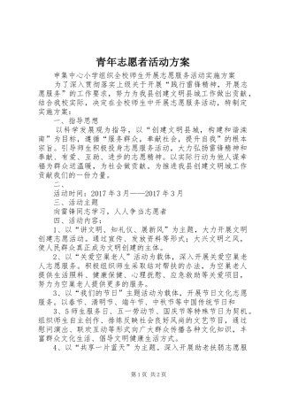 青年志愿者活动实施方案