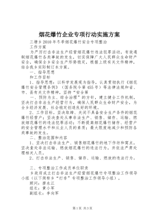 烟花爆竹企业专项行动方案