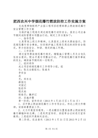 肥西农兴中学烟花爆竹燃放防控工作方案