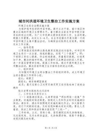 城市河洪道环境卫生整治工作方案