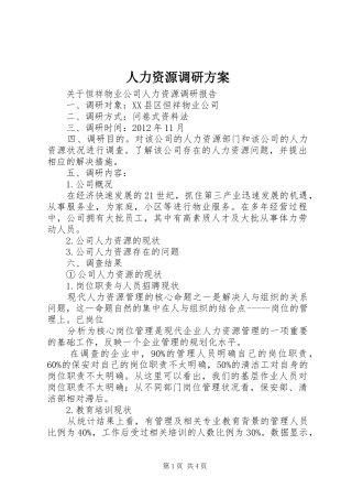 人力资源调研实施方案