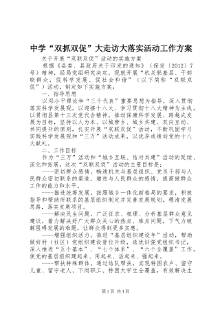 中学“双抓双促”大走访大落实活动工作实施方案