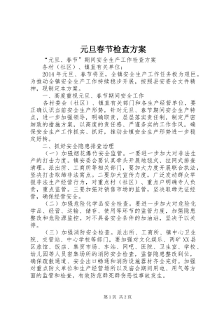 元旦春节检查实施方案