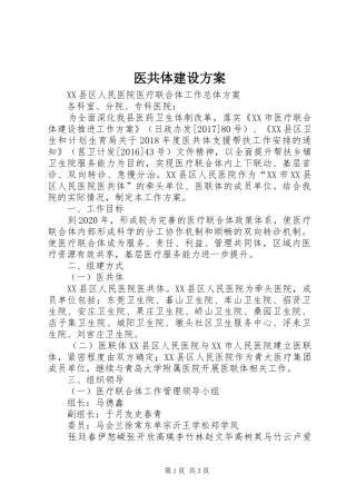 医共体建设实施方案