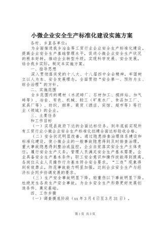 小微企业安全生产标准化建设方案