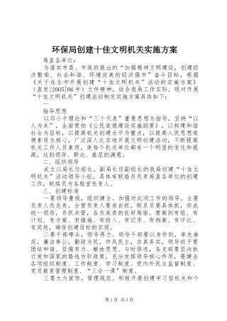 环保局创建十佳文明机关方案