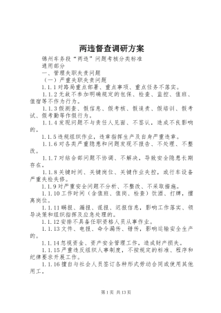 两违督查调研实施方案