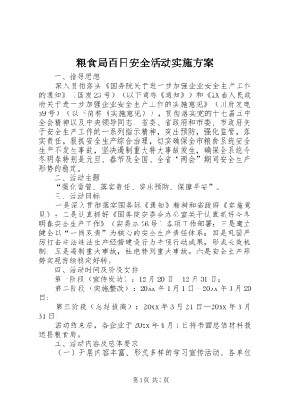 粮食局百日安全活动方案