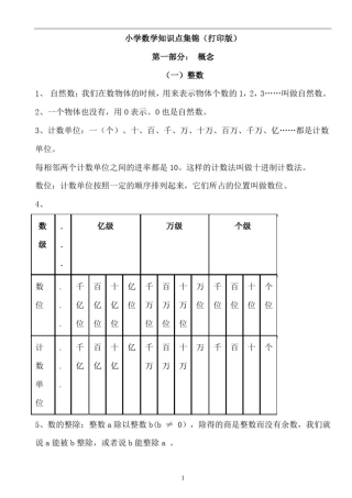小学数学知识点集锦(打印版)