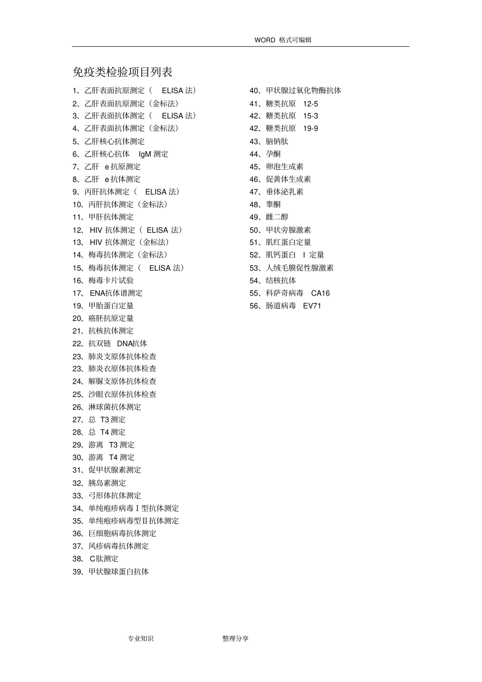 人民医院检验科检验项目表_第2页