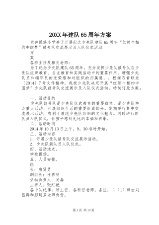 XX年建队6周年实施方案