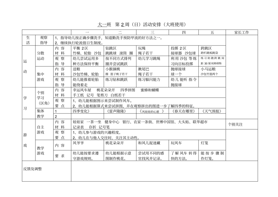幼儿园大班周计划_第1页