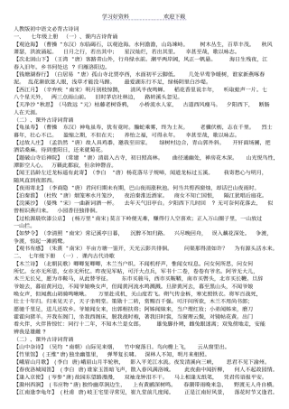 人教版初中语文必背古诗词文言文