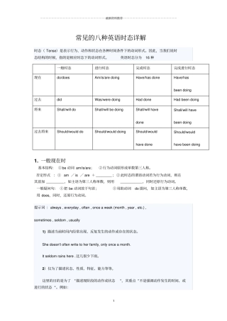 常见的八种英语时态详解精编版