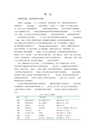 (完整版)食品毒理学绪论