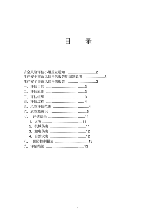 安全生产风险评估报告范本