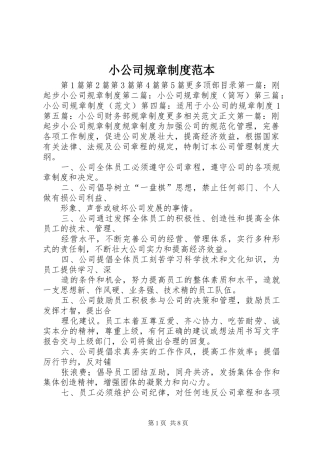小公司规章规章制度范本