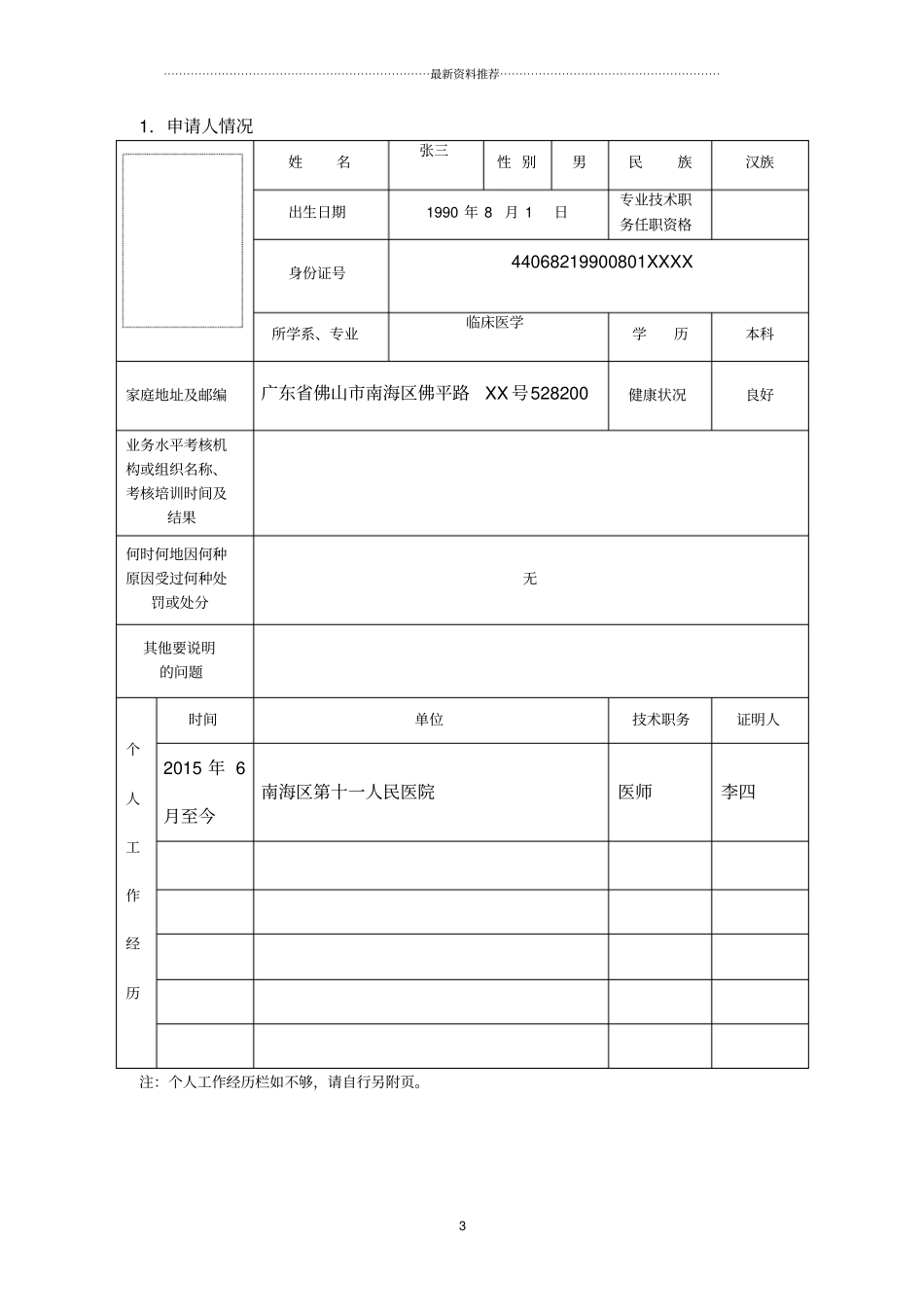 医师执业、变更执业、多机构备案申请审核表(范本)(医师备案：多执业机构备案)精编版_第3页