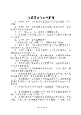 指导员岗位安全职责要求 (2)