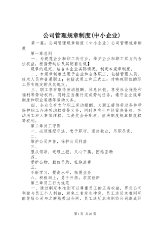 公司管理规章规章制度(中小企业)