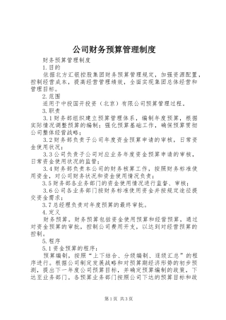 公司财务预算管理规章制度 