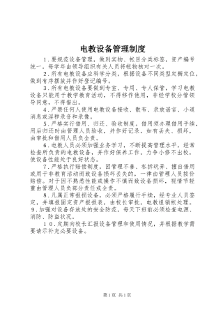 电教设备管理规章制度