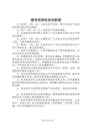 指导员岗位安全职责要求 (3)