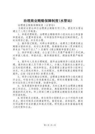 治理商业贿赂保障规章制度(水管站)