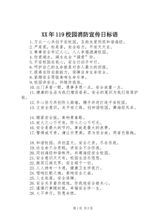 XX年119校园消防宣传日标语集锦