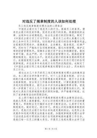 对违反了规章规章制度的人该如何处理