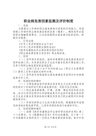 职业病危害因素监测及评价规章制度