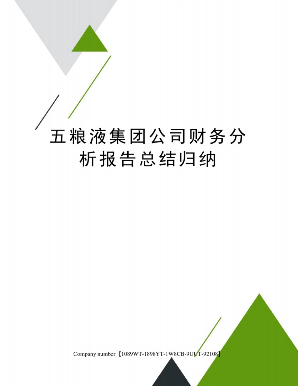五粮液集团公司财务分析报告总结归纳_第1页