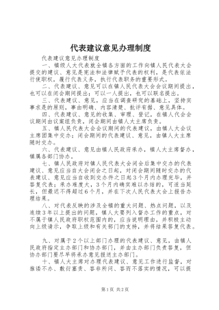 代表建议意见办理规章制度 