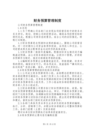 财务预算管理规章制度细则