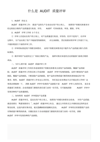 什么是AUDIT质量评审
