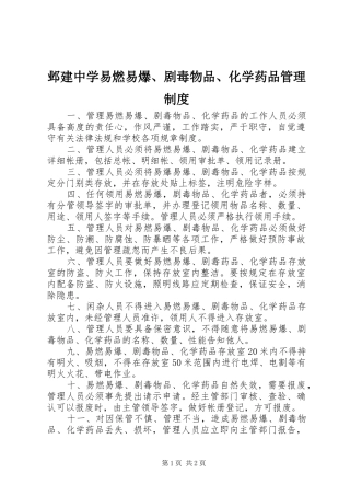 邺建中学易燃易爆、剧毒物品、化学药品管理规章制度