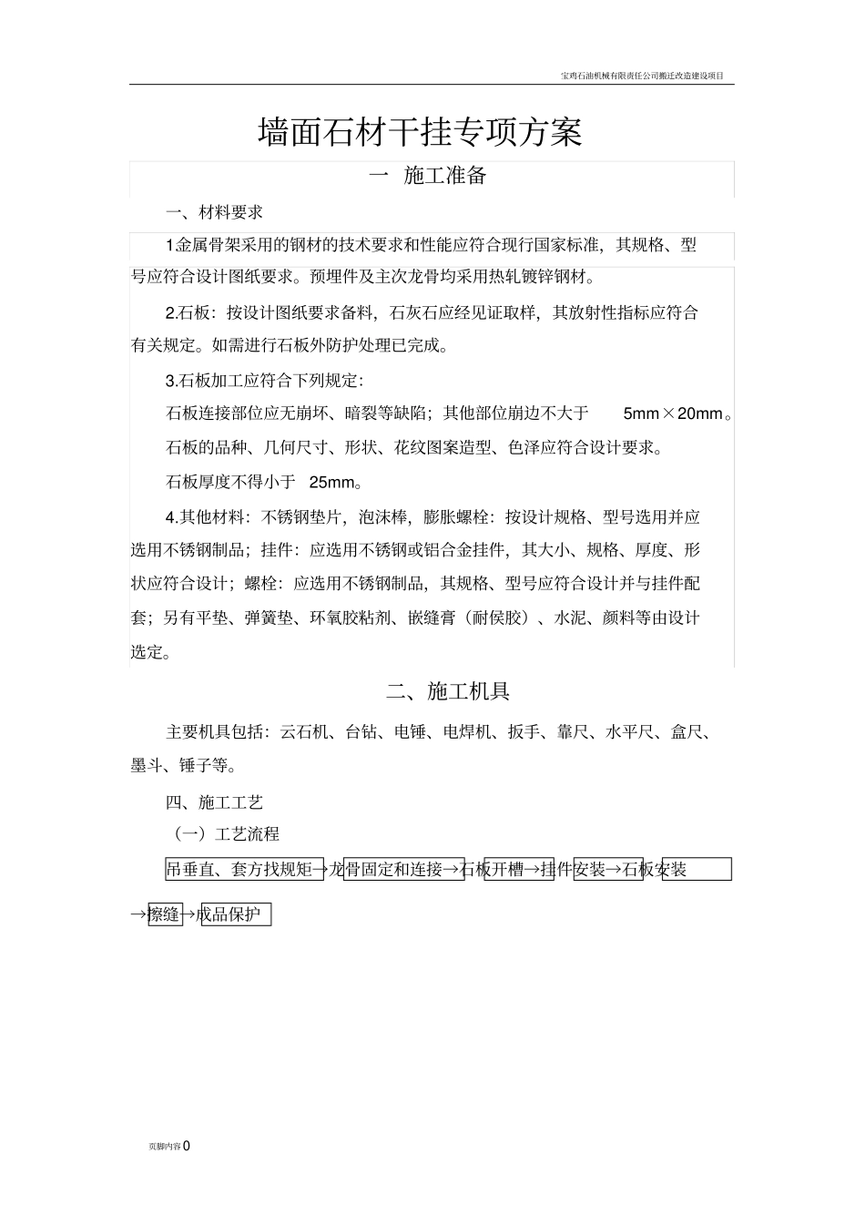 墙面干挂石材专项施工方案(五)_第1页