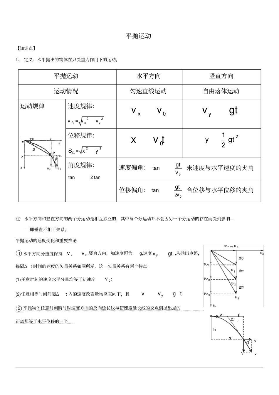 (word完整版)平抛运动-高三一轮复习讲义版(2)_第1页