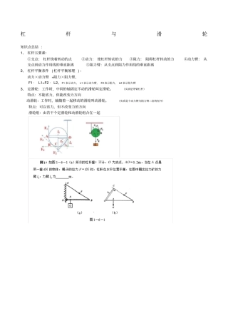 初中物理杠杆专题复习