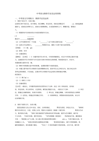 中考语文修辞手法及运用训练