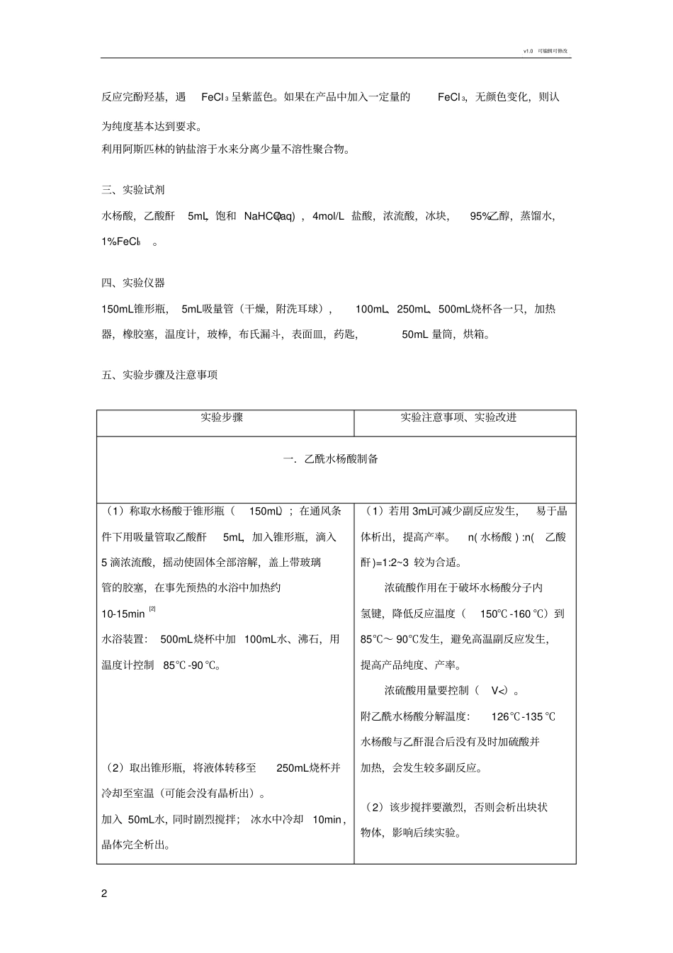 乙酰水杨酸的制备及思考题_第2页