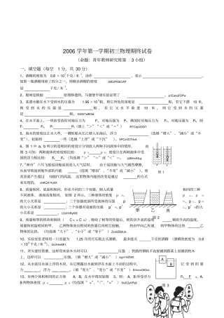 上海市初中物理九年级(初三)上学期期末试卷附参考答案