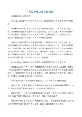 数控专业综合实践报告